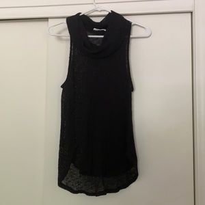Black sheer sleeveless sweater turtleneck